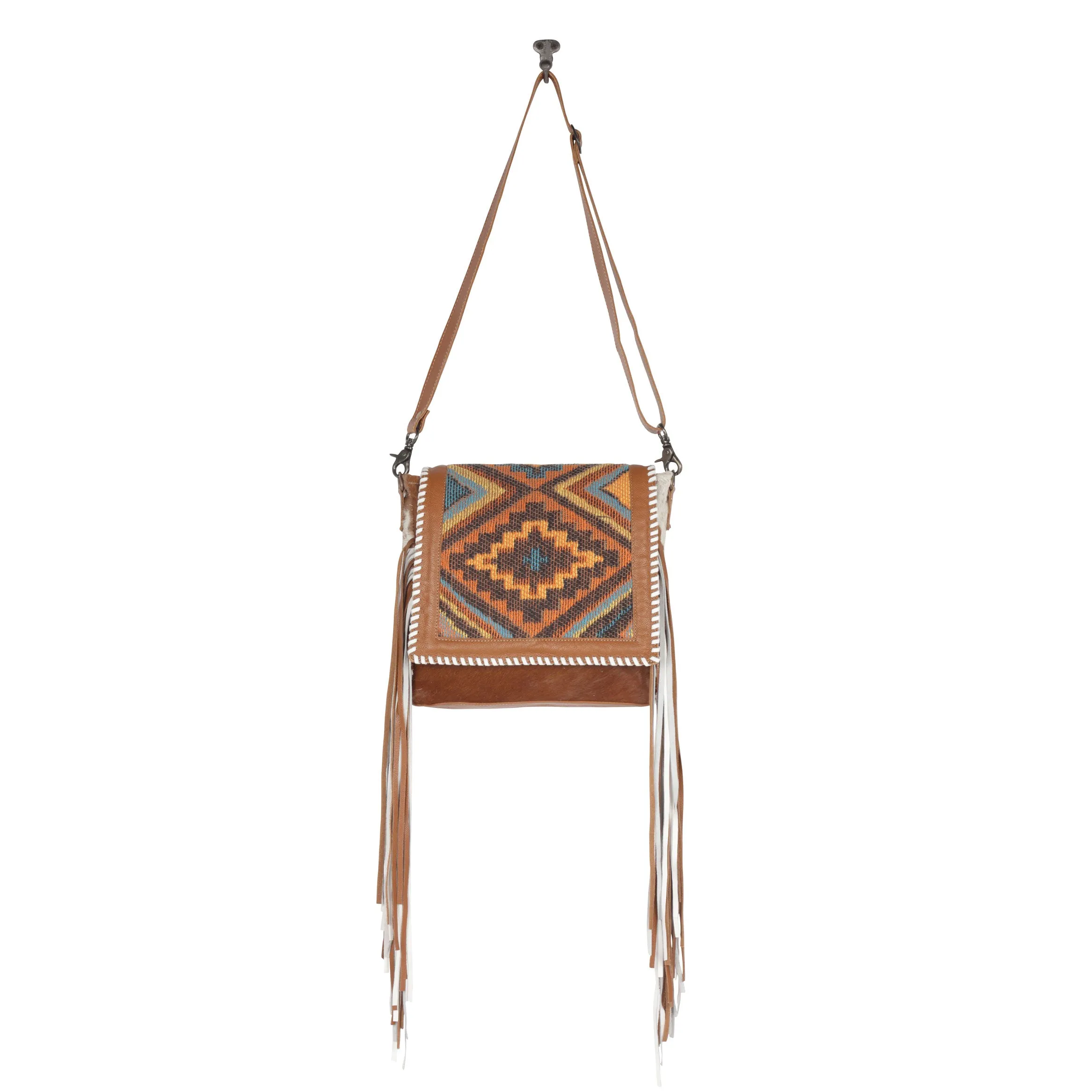 Boho Chic Style Leather & Hairon Bag