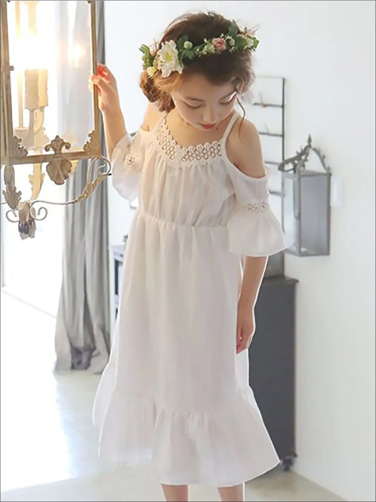 Boho Cold Shoulder Ruffle Dress