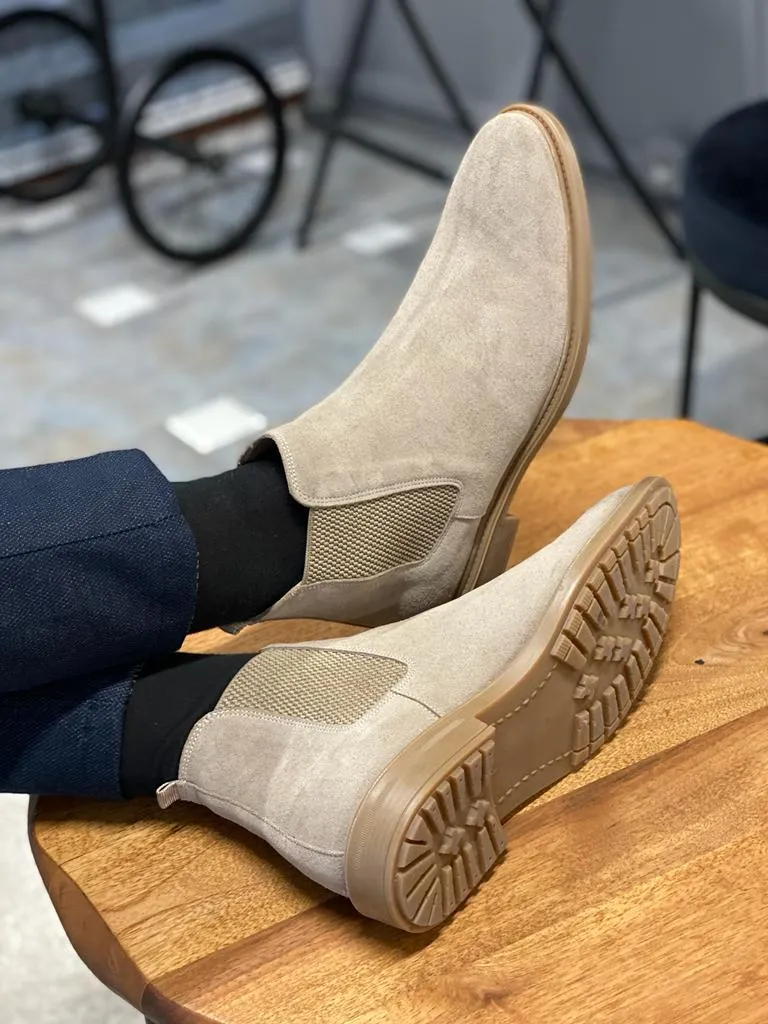 Bojoni Lorentti Beige Suede Chelsea Boots