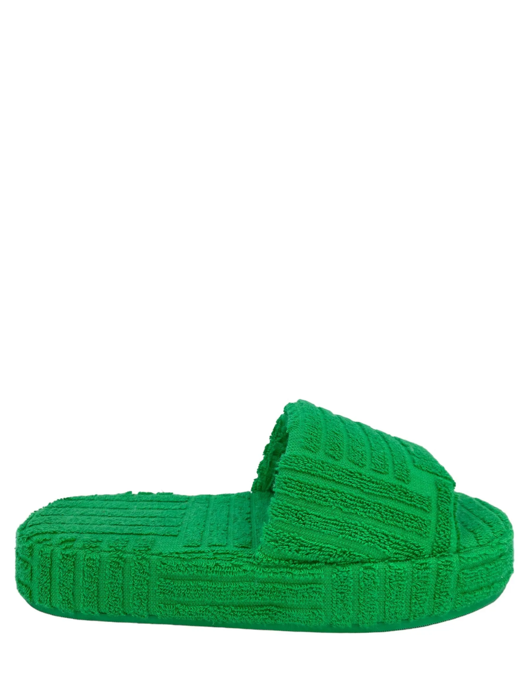 Bottega Veneta Green Cotton Sponge Slide - Size 7