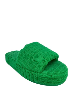 Bottega Veneta Green Cotton Sponge Slide - Size 7