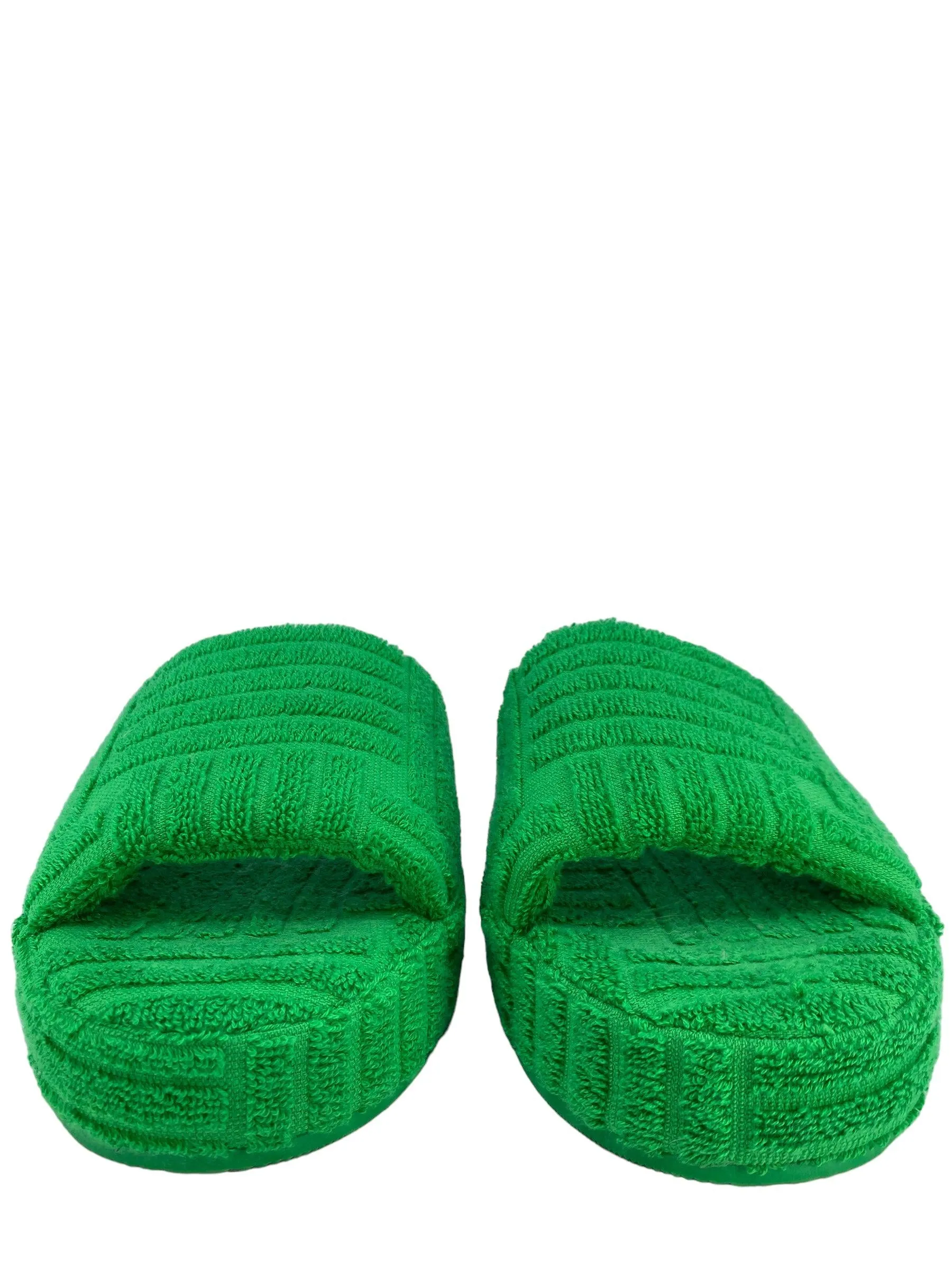 Bottega Veneta Green Cotton Sponge Slide - Size 7