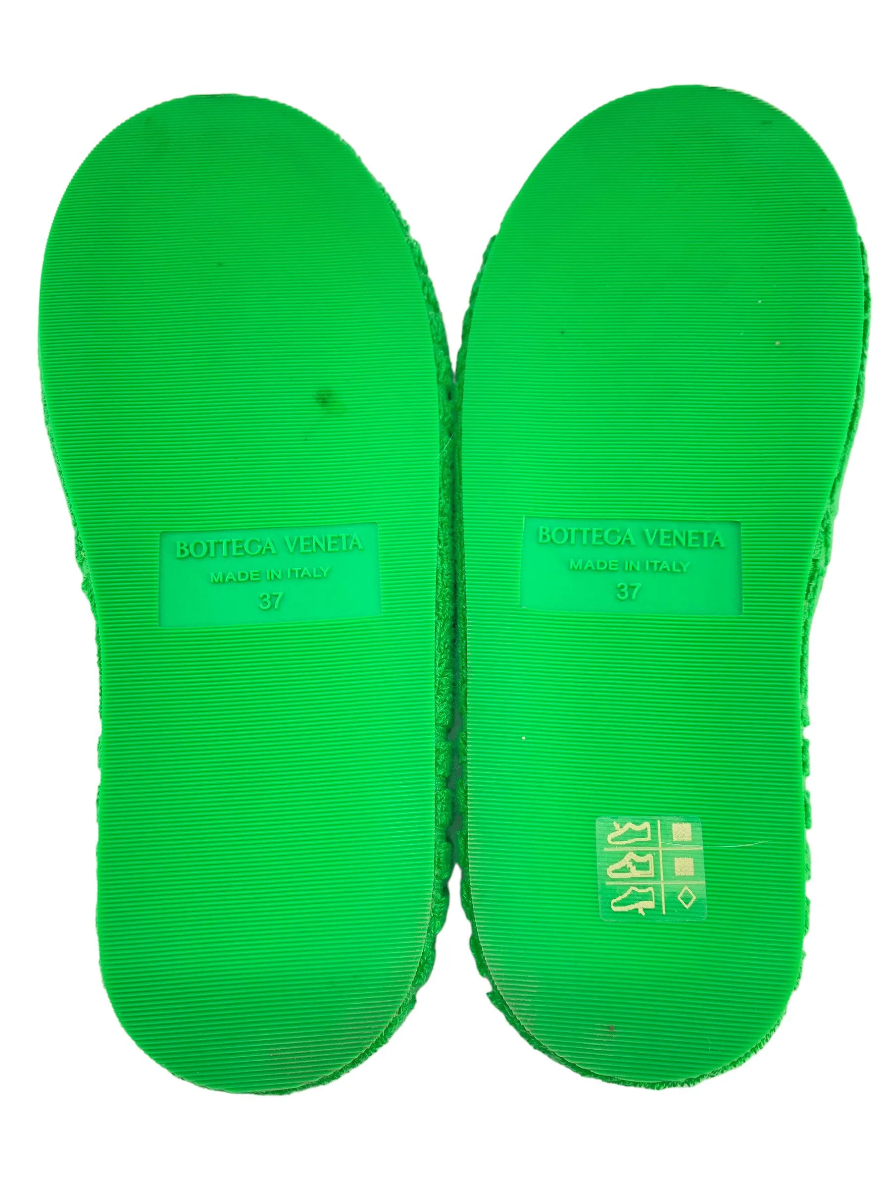 Bottega Veneta Green Cotton Sponge Slide - Size 7