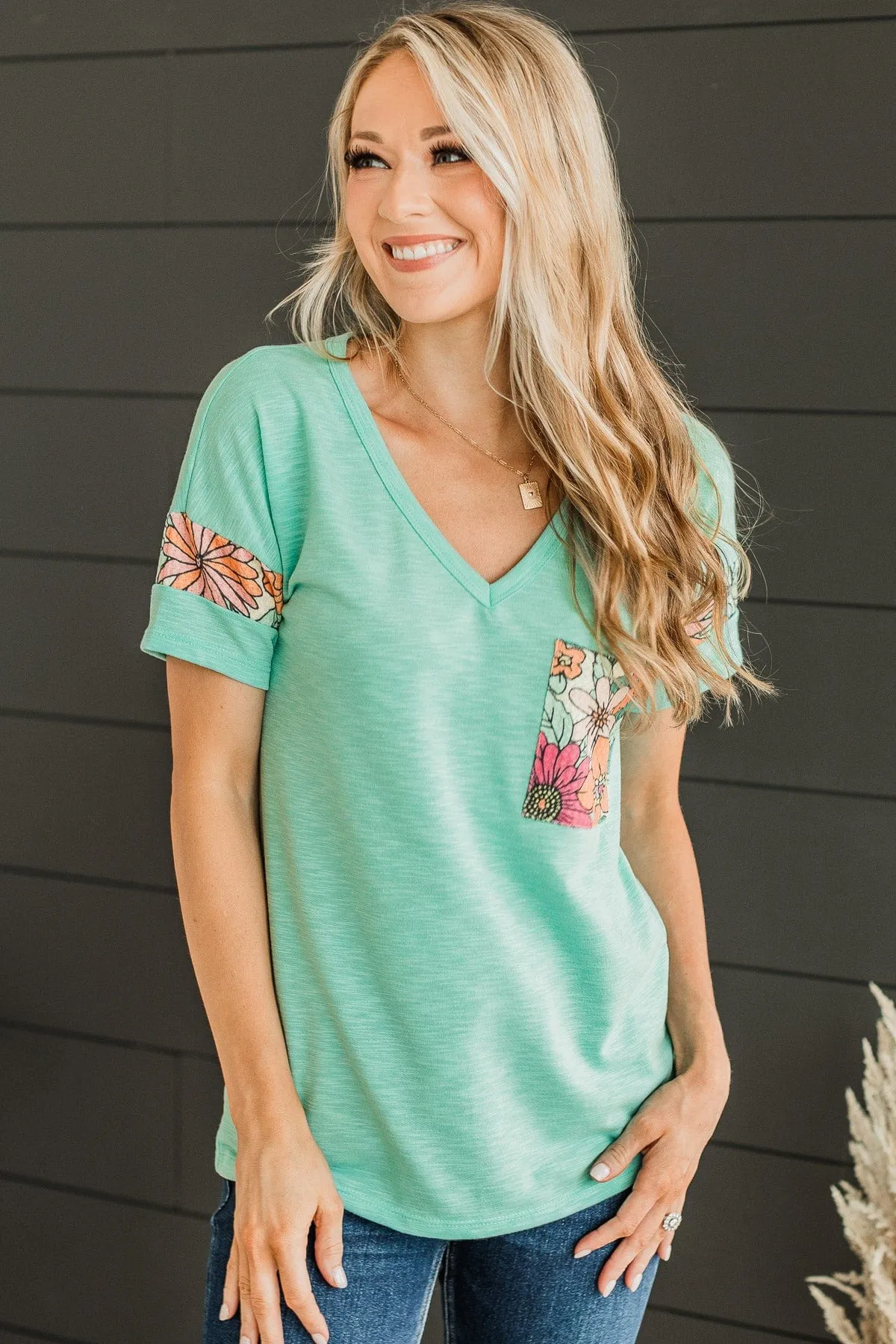 Mint Blue Knit Top