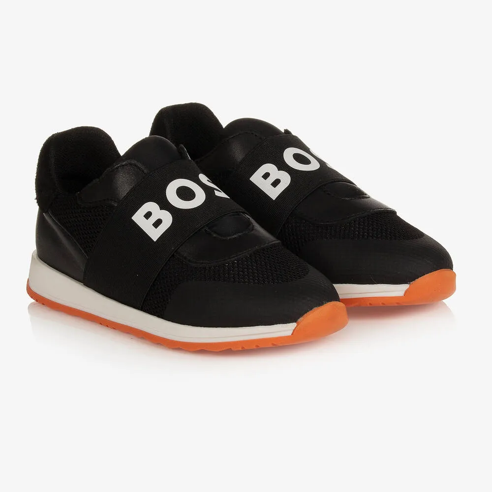 Boys Black Logo Trainers