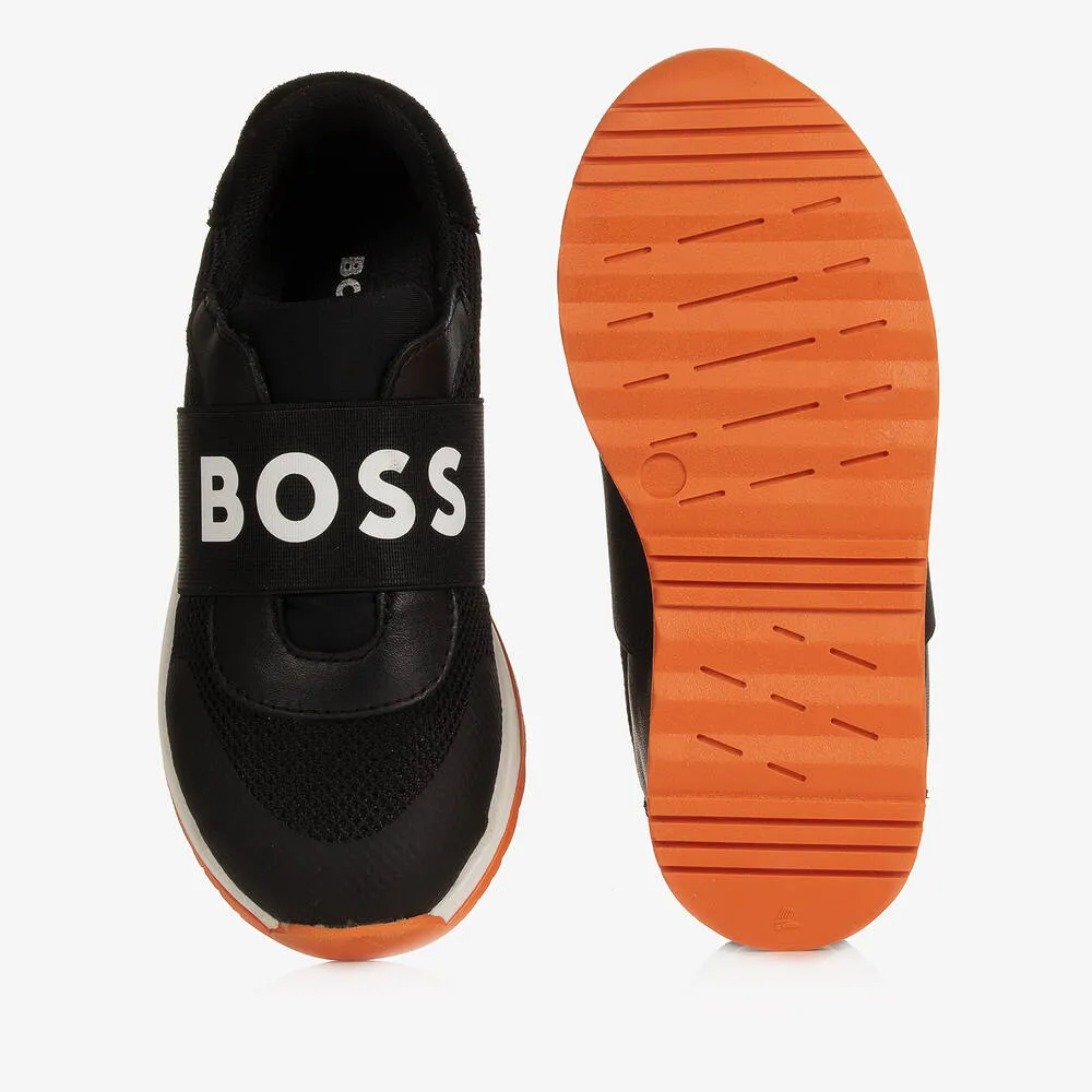 Boys Black Logo Trainers