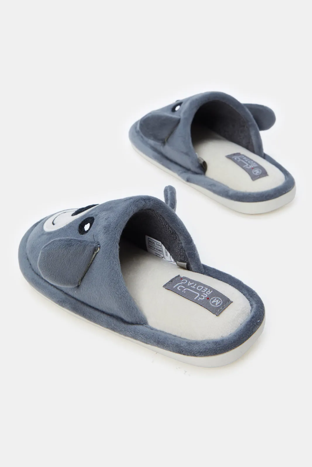 Boys Grey 3D Bear Slippers