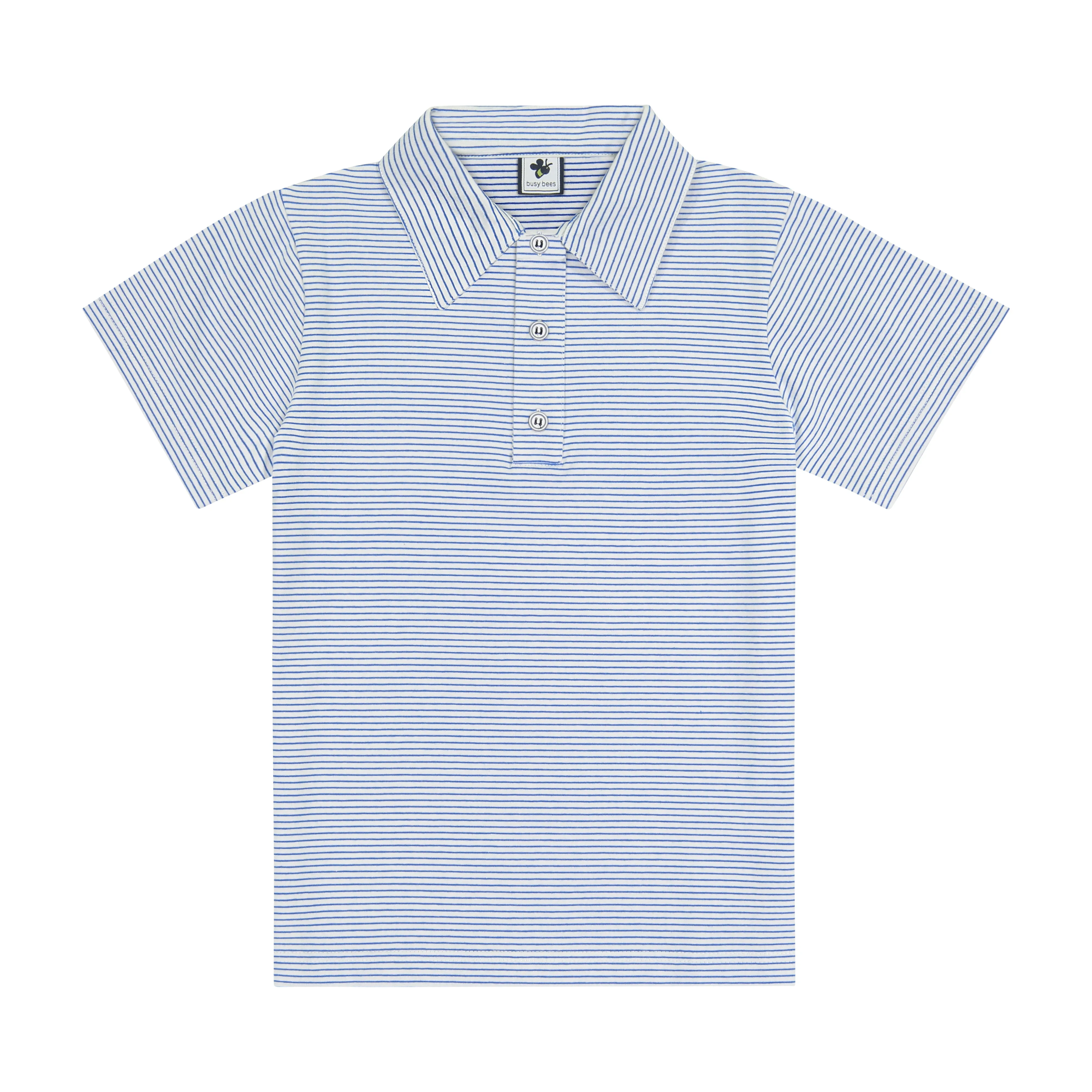 Sky Blue Stripe Boys Mini Polo - Short Sleeve