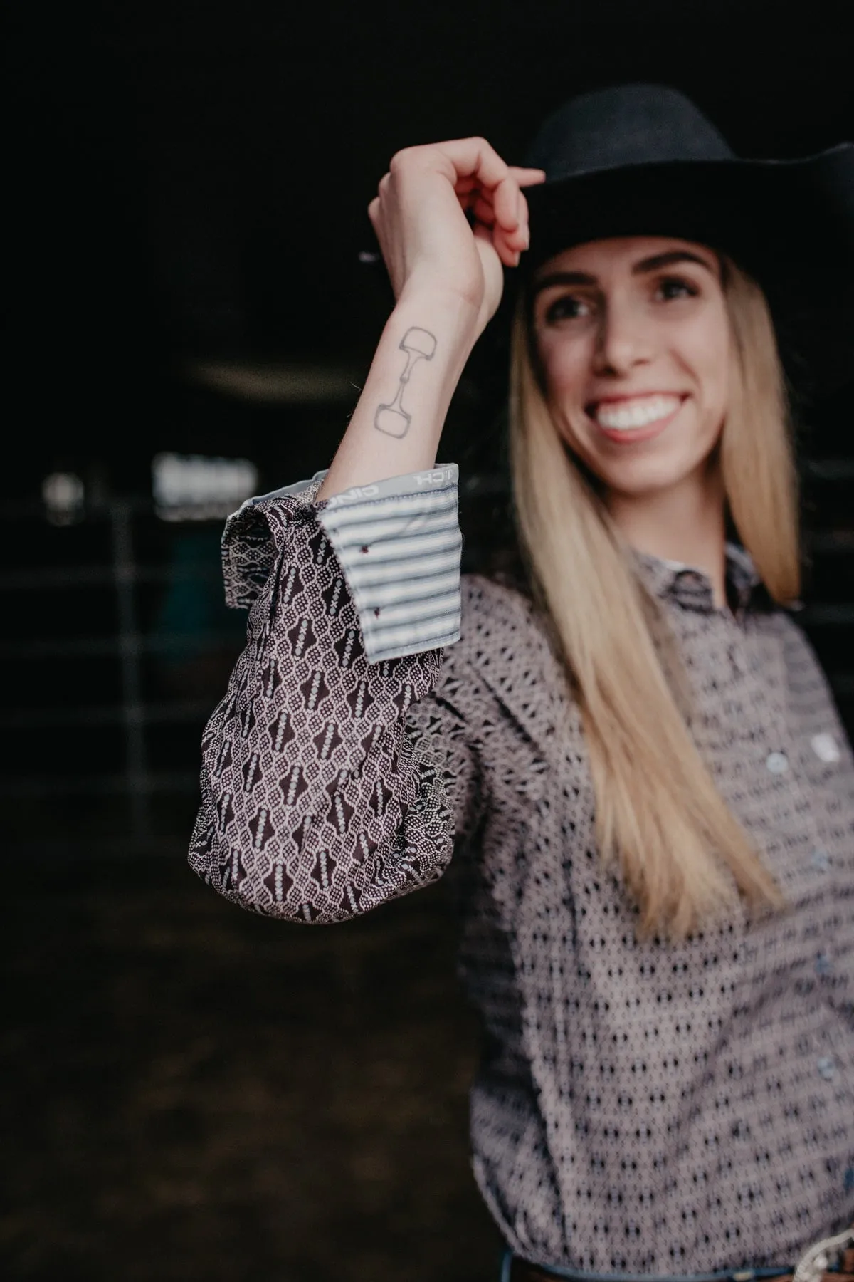 'Brooklyn' Brown & Powder Blue Women's CINCH Shirt (XS-XXL)