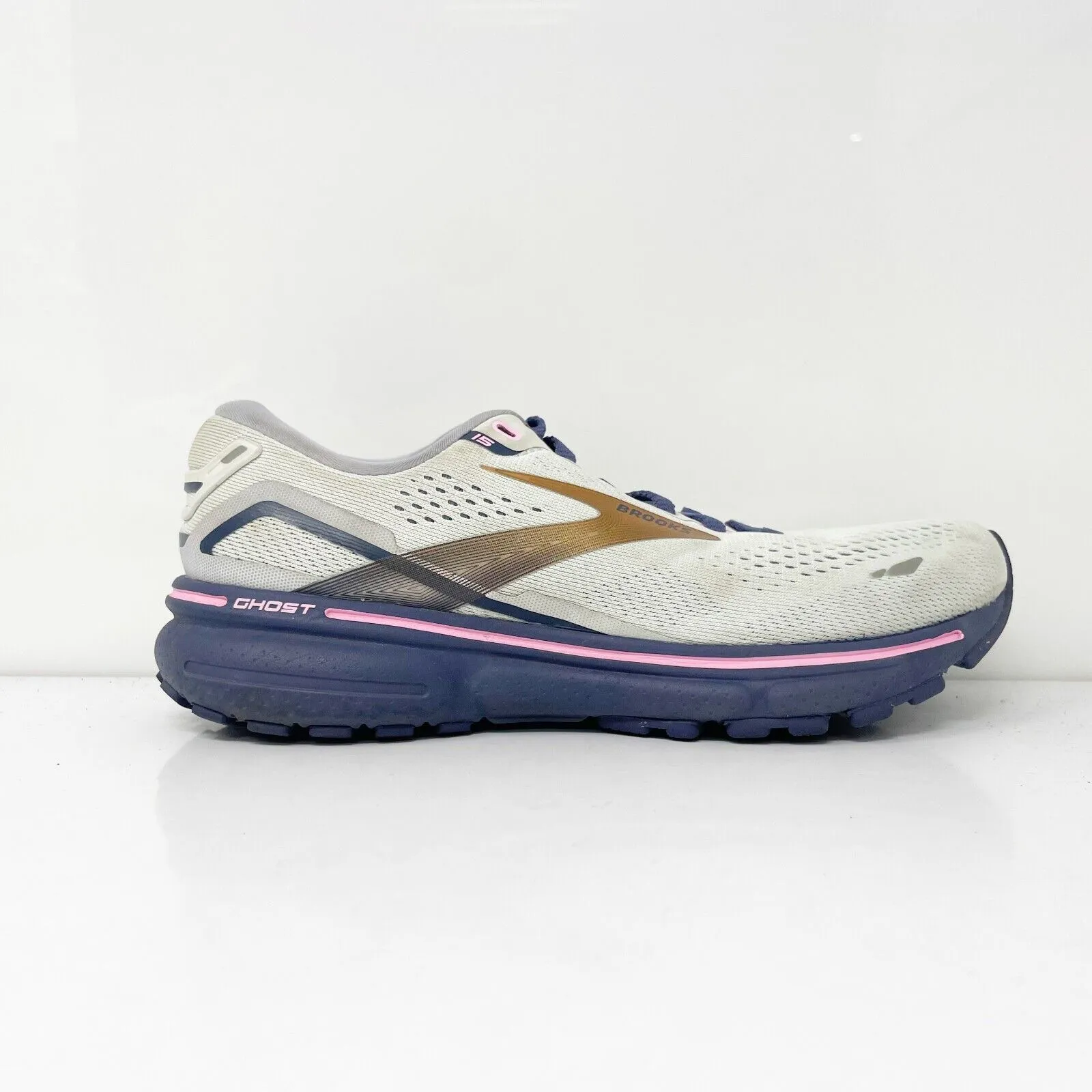 Brooks Womens Ghost 15 1203801B492 White Running Shoes Sneakers Size 6 B