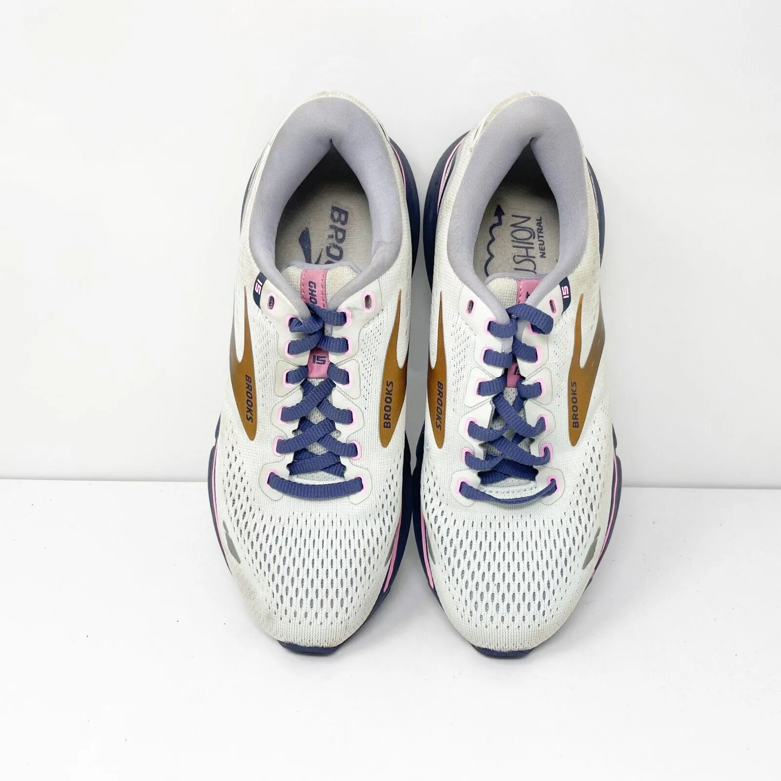 Brooks Womens Ghost 15 1203801B492 White Running Shoes Sneakers Size 6 B