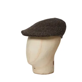 Brown & Black Herringbone Flat Cap