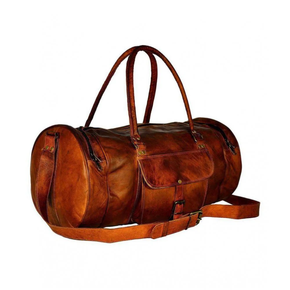 Brown Solid Duffle Bag