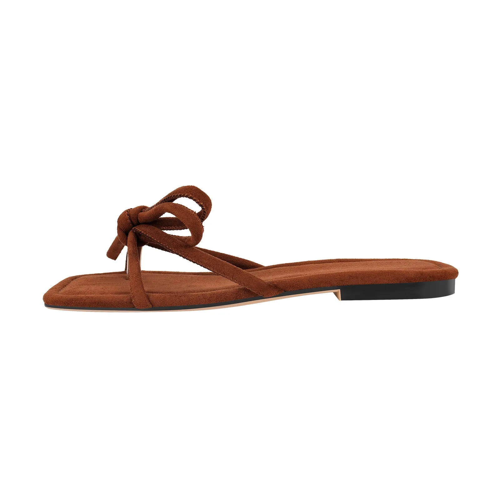 Brown Suede Thong Flip Flops - Flats