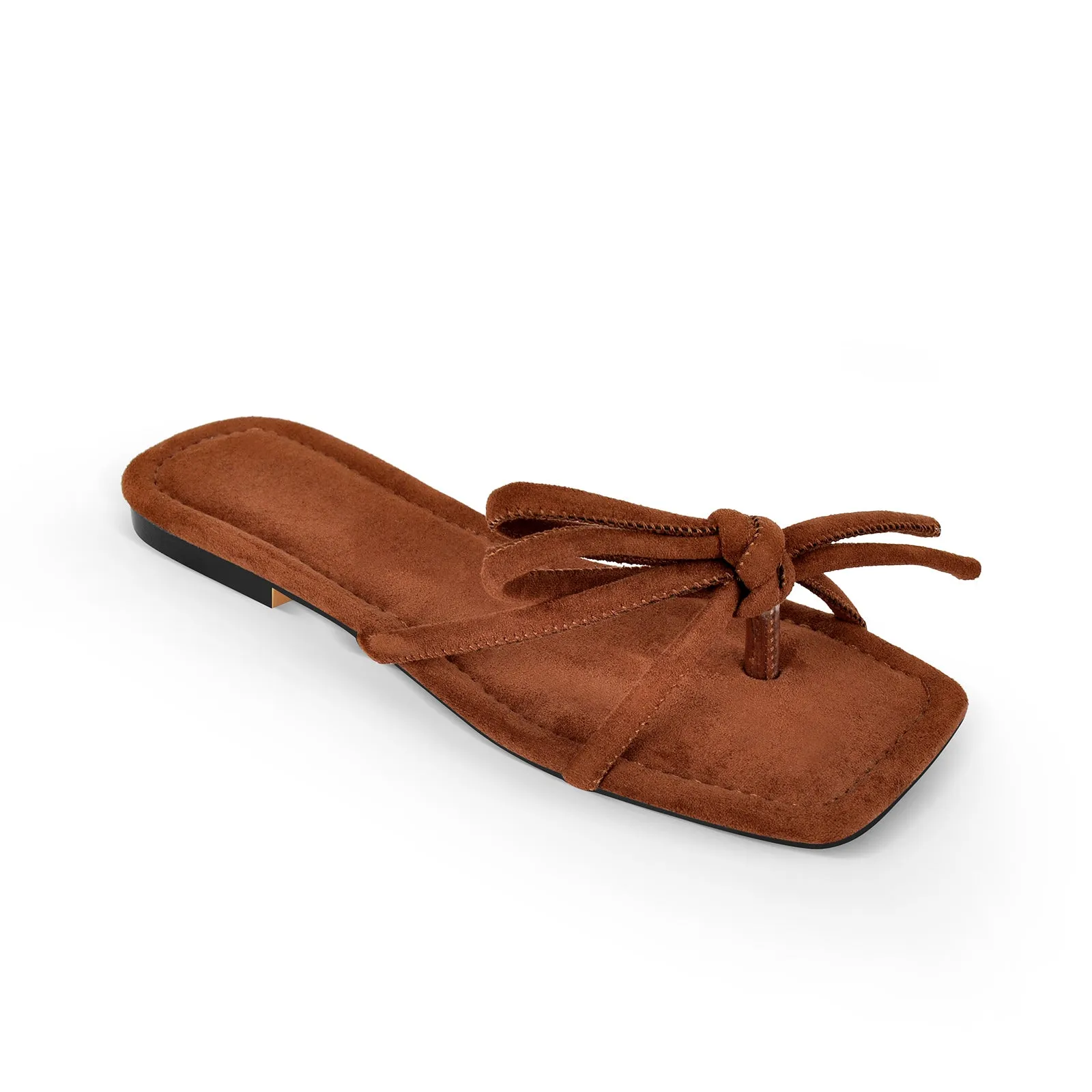 Brown Suede Thong Flip Flops - Flats