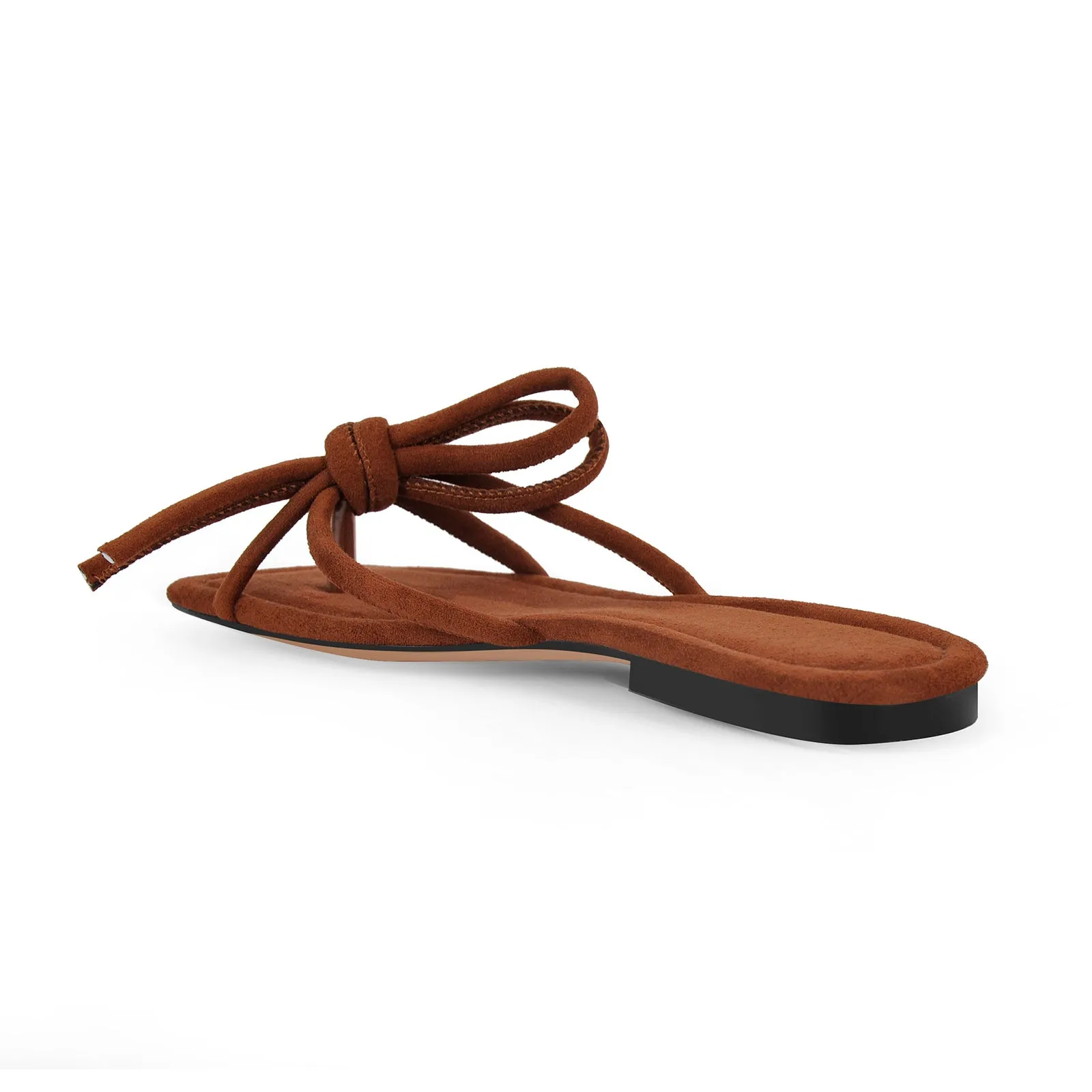 Brown Suede Thong Flip Flops - Flats