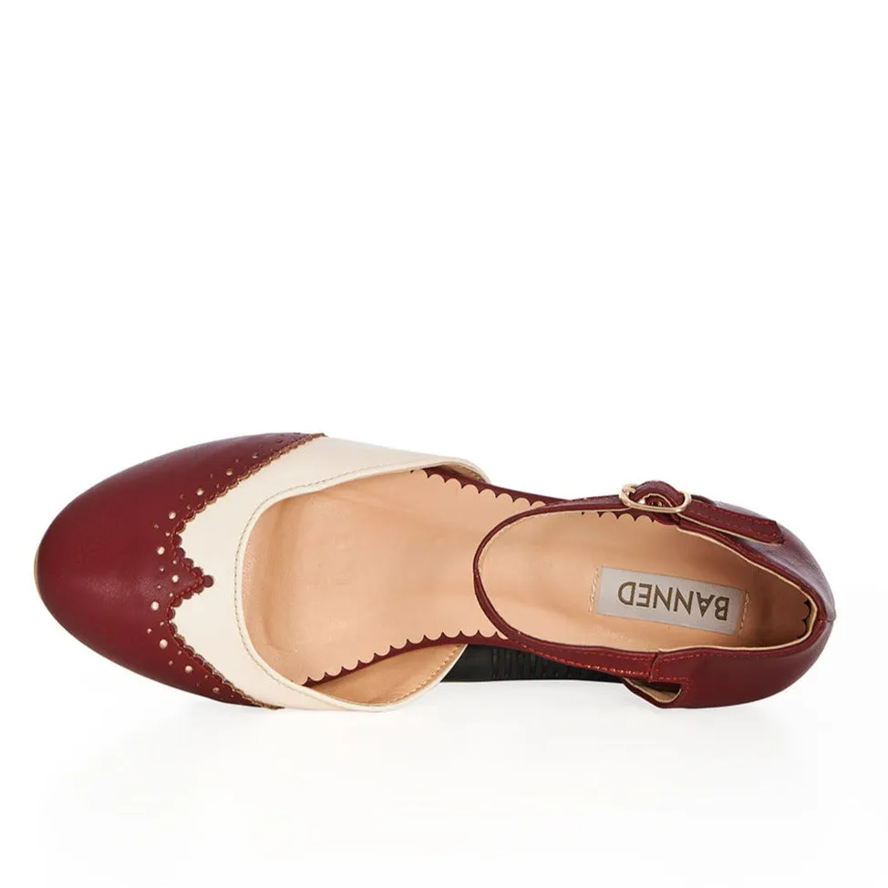 Burgundy Red Brogue Flat Sandal