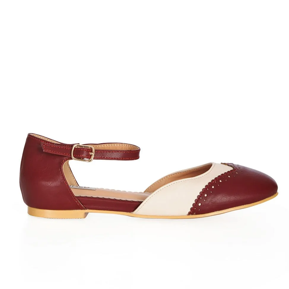 Burgundy Red Brogue Flat Sandal