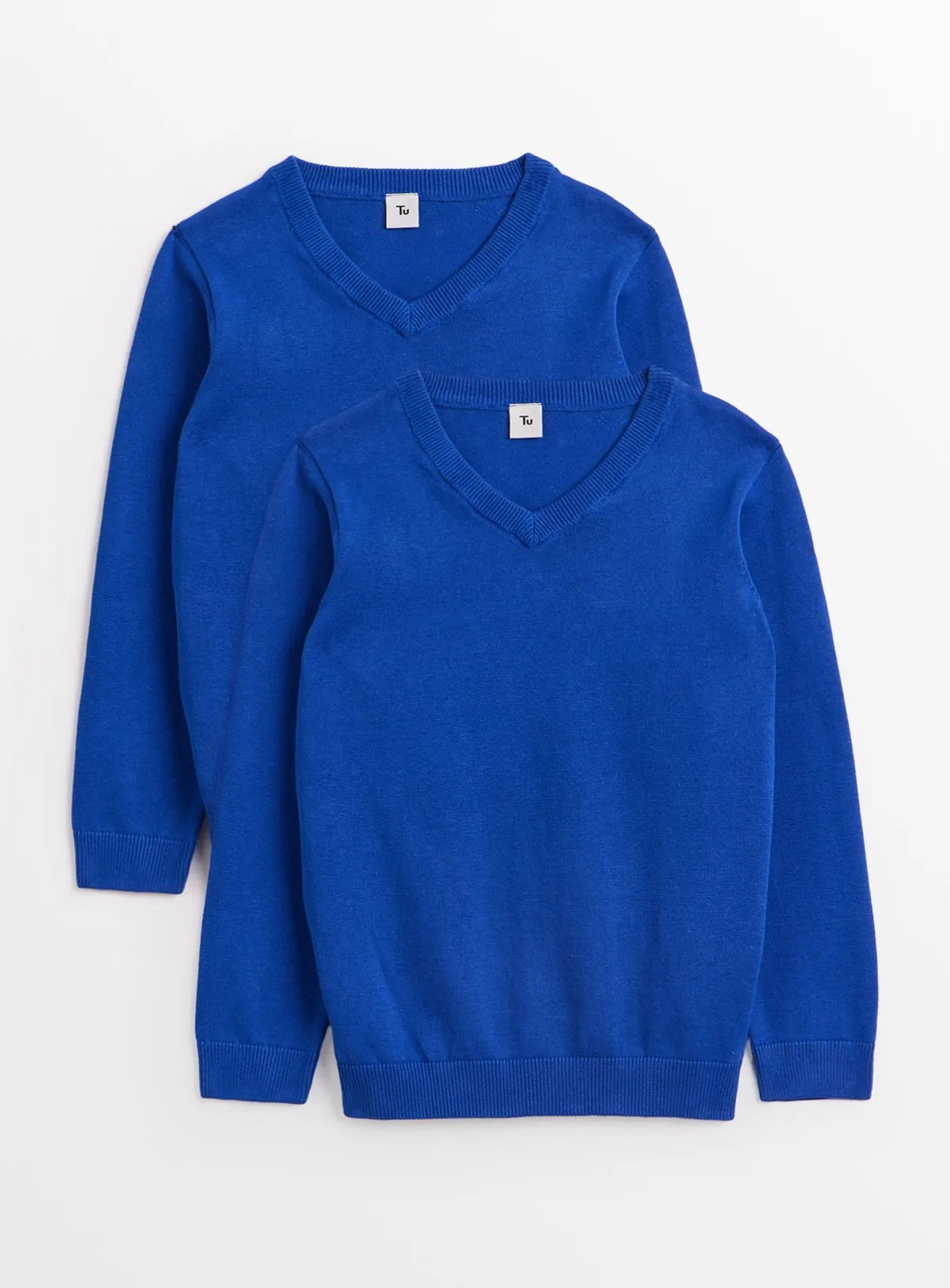 Blue Unisex V-Neck School Jumpers 2 Pack for 4-Year-Olds