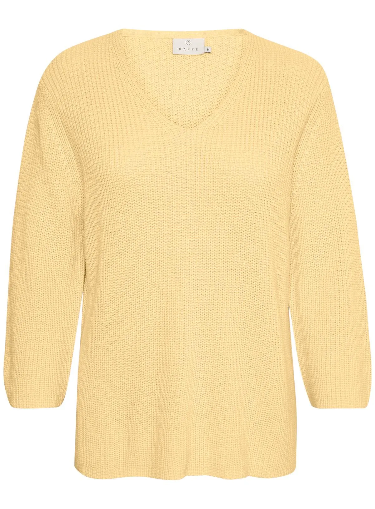 Yellow XS V Neck Cropped Sleeve Pullover by KAFFE