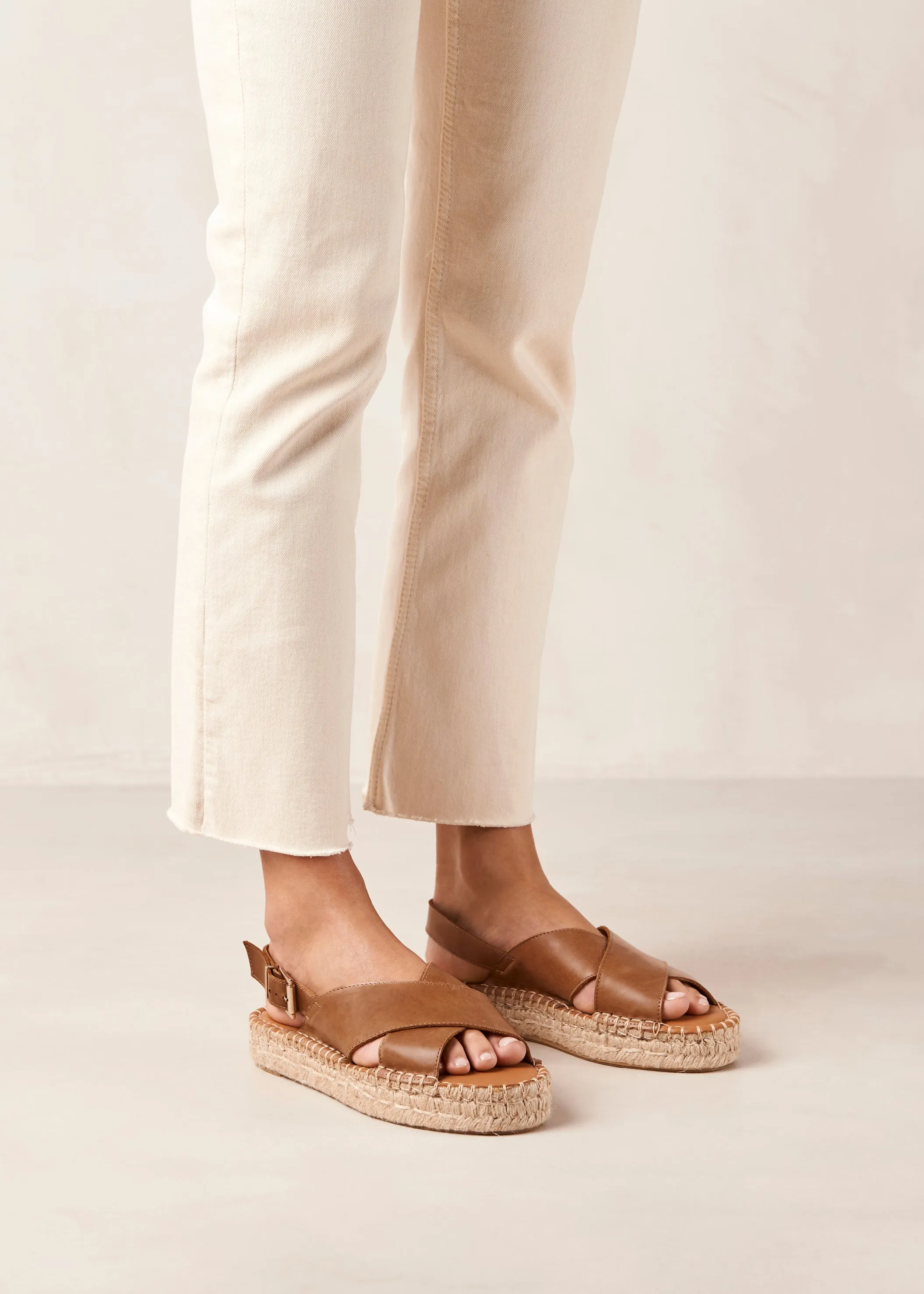 Camel Espadrilles with Crossed Design