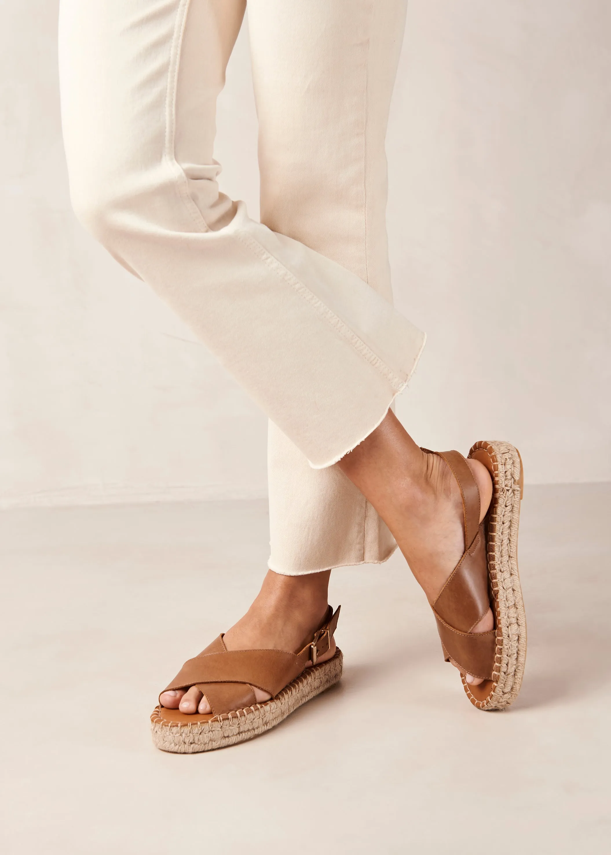 Camel Espadrilles with Crossed Design