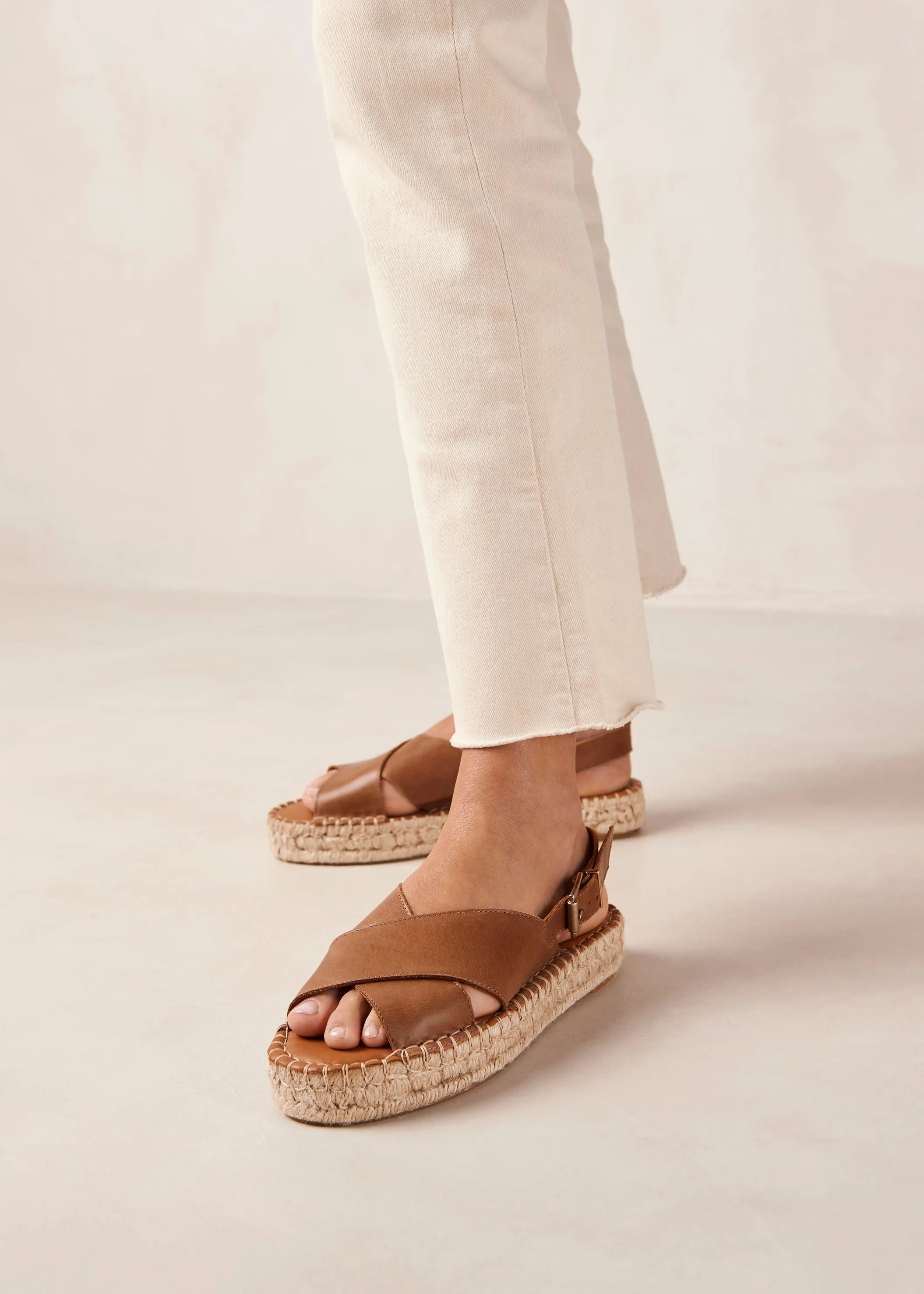 Camel Espadrilles with Crossed Design