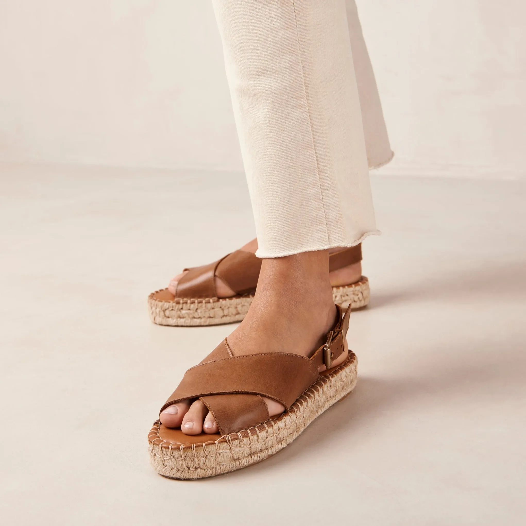 Camel Espadrilles with Crossed Design