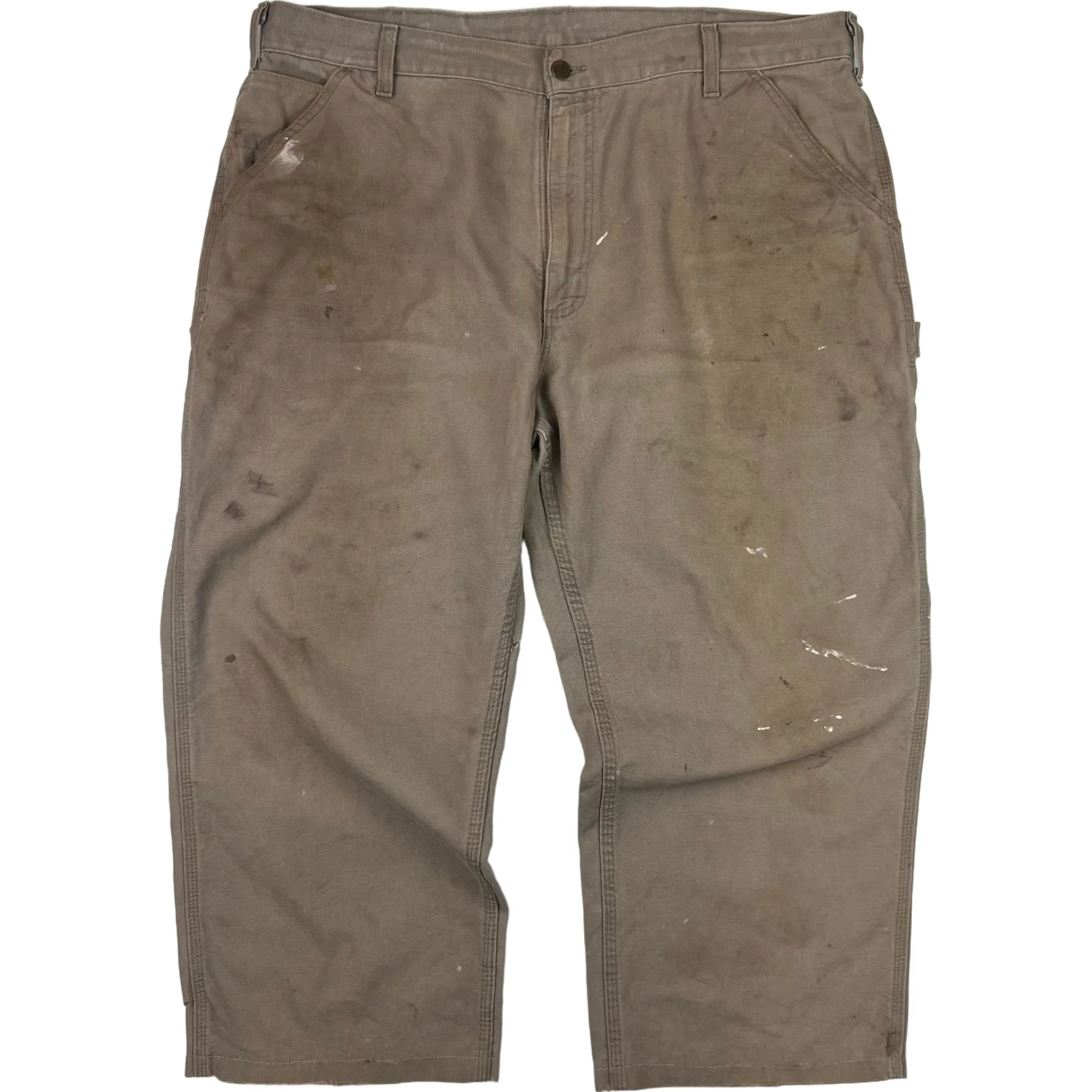 Carhartt Distressed Carpenter Workwear Trousers Beige