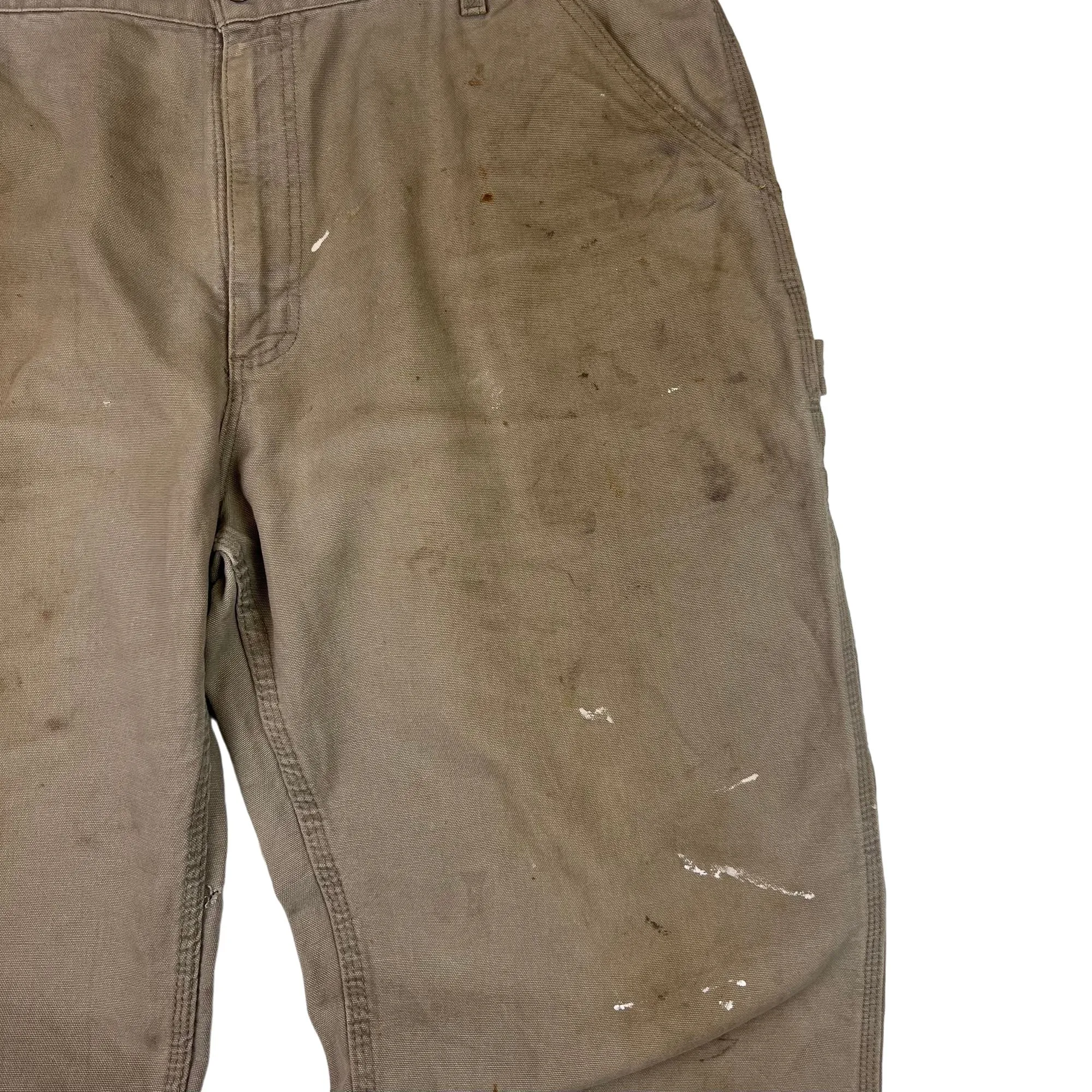 Carhartt Distressed Carpenter Workwear Trousers Beige