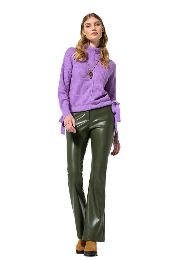 Caroline Biss GREEN STRAIGHT-FITTING ECO-LEATHER TROUSERS