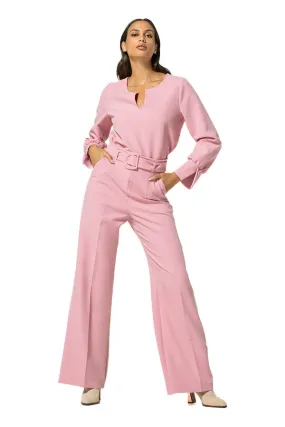 Caroline Biss PINK BELTED WIDE TROUSERS