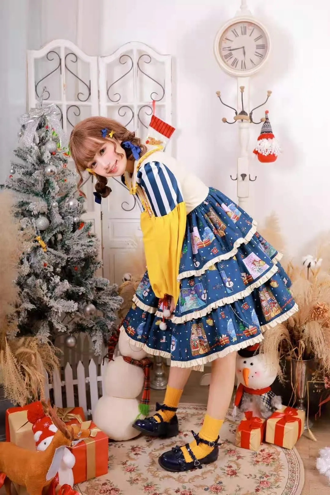 Christmas Lolita Set Dress with Vest and Elk Cloak