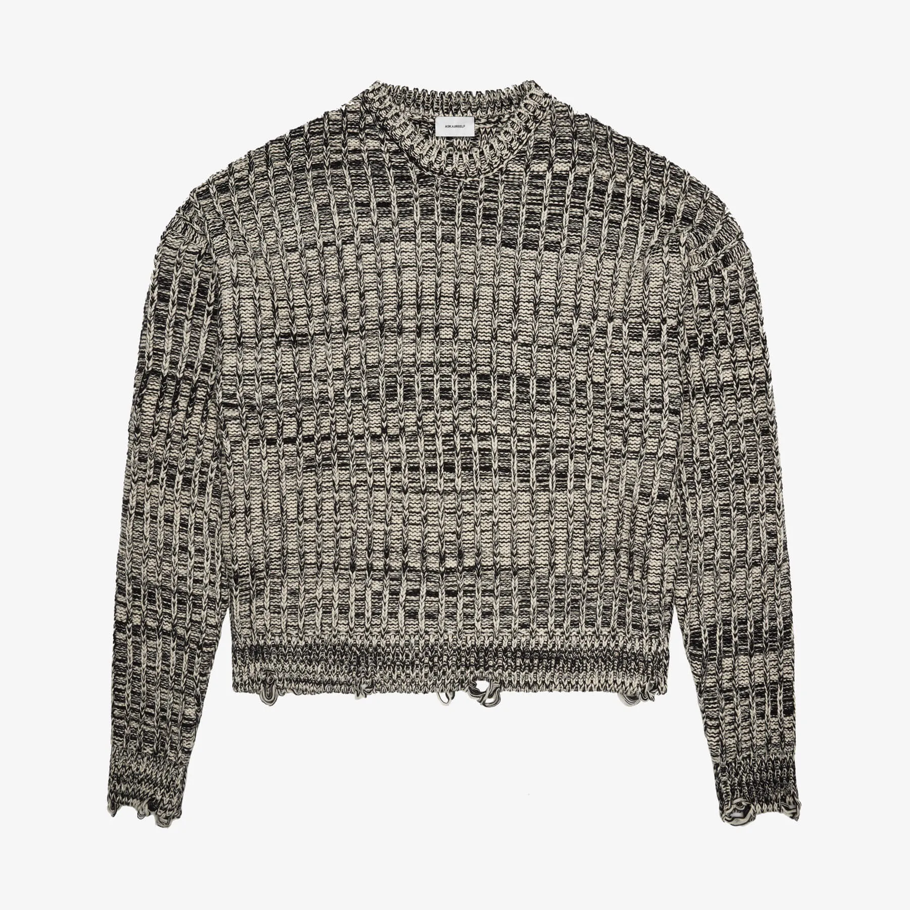 CHUNKY GREY MELANGE CROSS KNIT