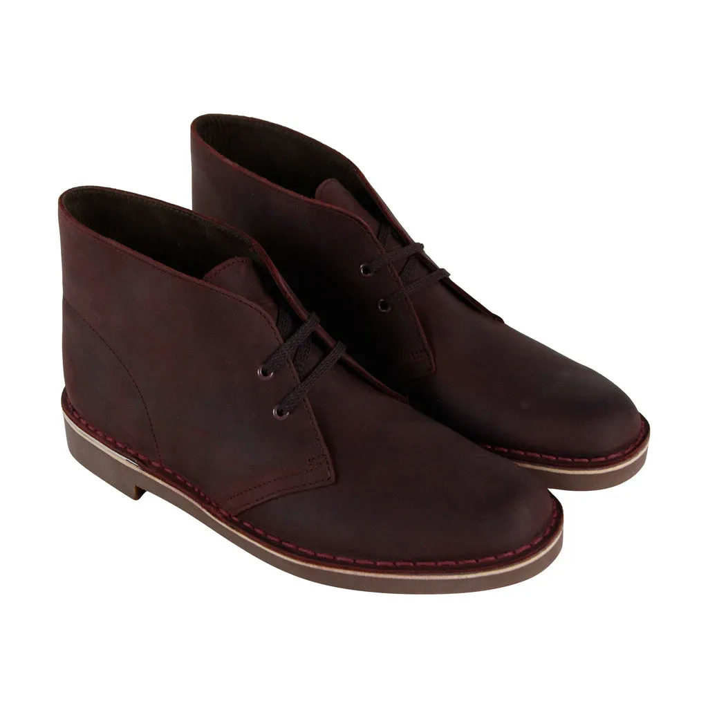 Clarks Men's Burgundy Leather Chukka Boots with Laces