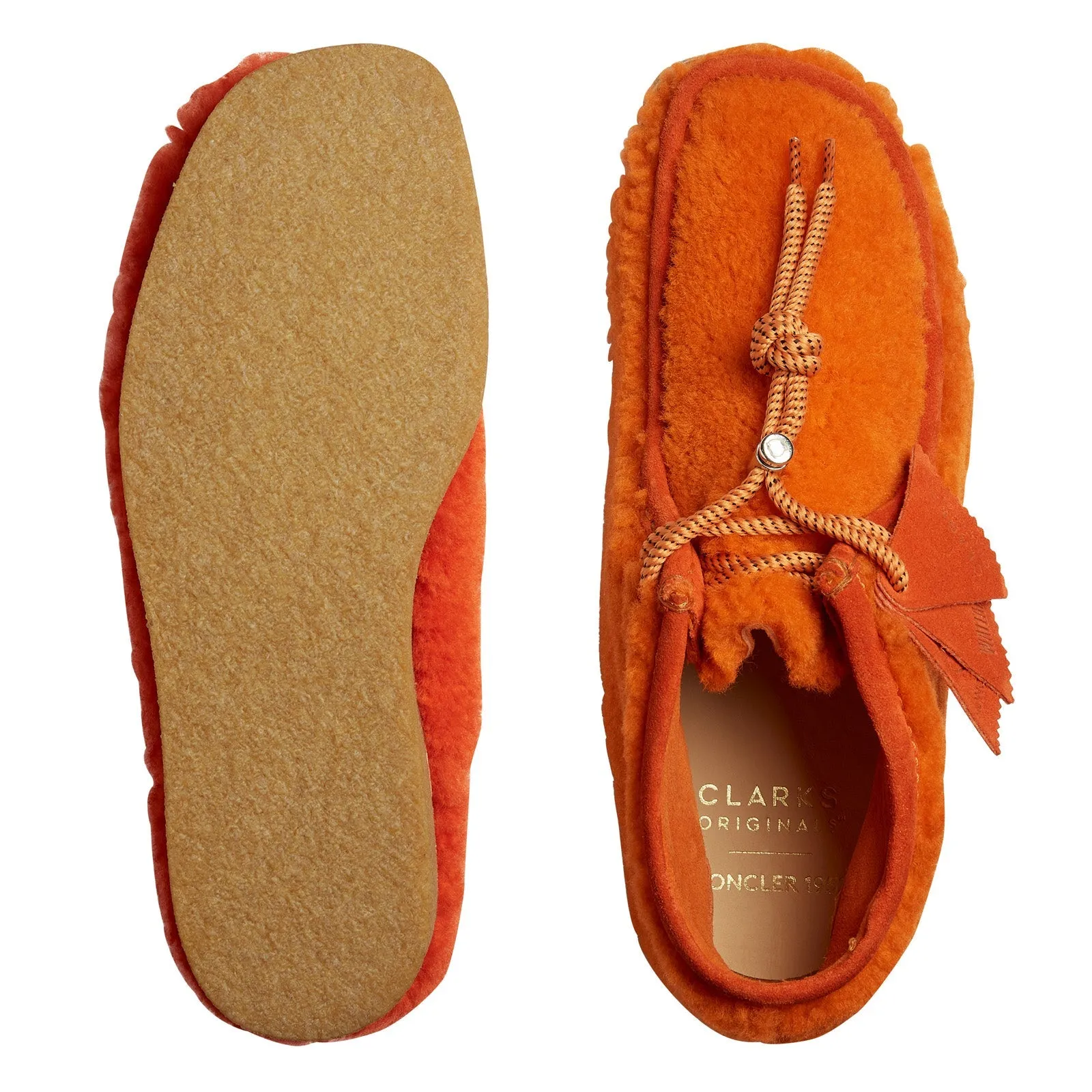 Clarks Wallabee Boot Moncler 1952 Orange Shearling Men's Chukka Boots