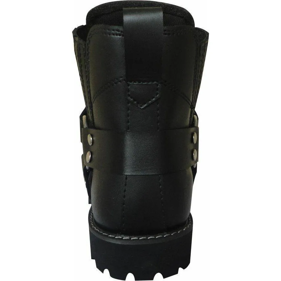 Classic Motorcycle Biker Leather Harness Short Boots Antislip Sole