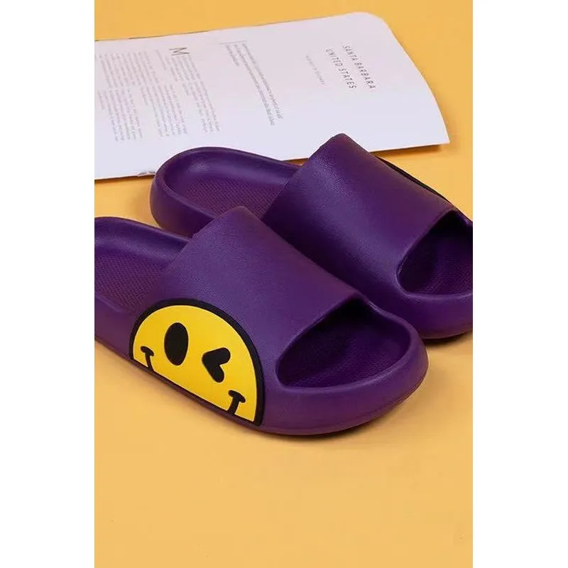 Comfy rubber slippers for women smiling face