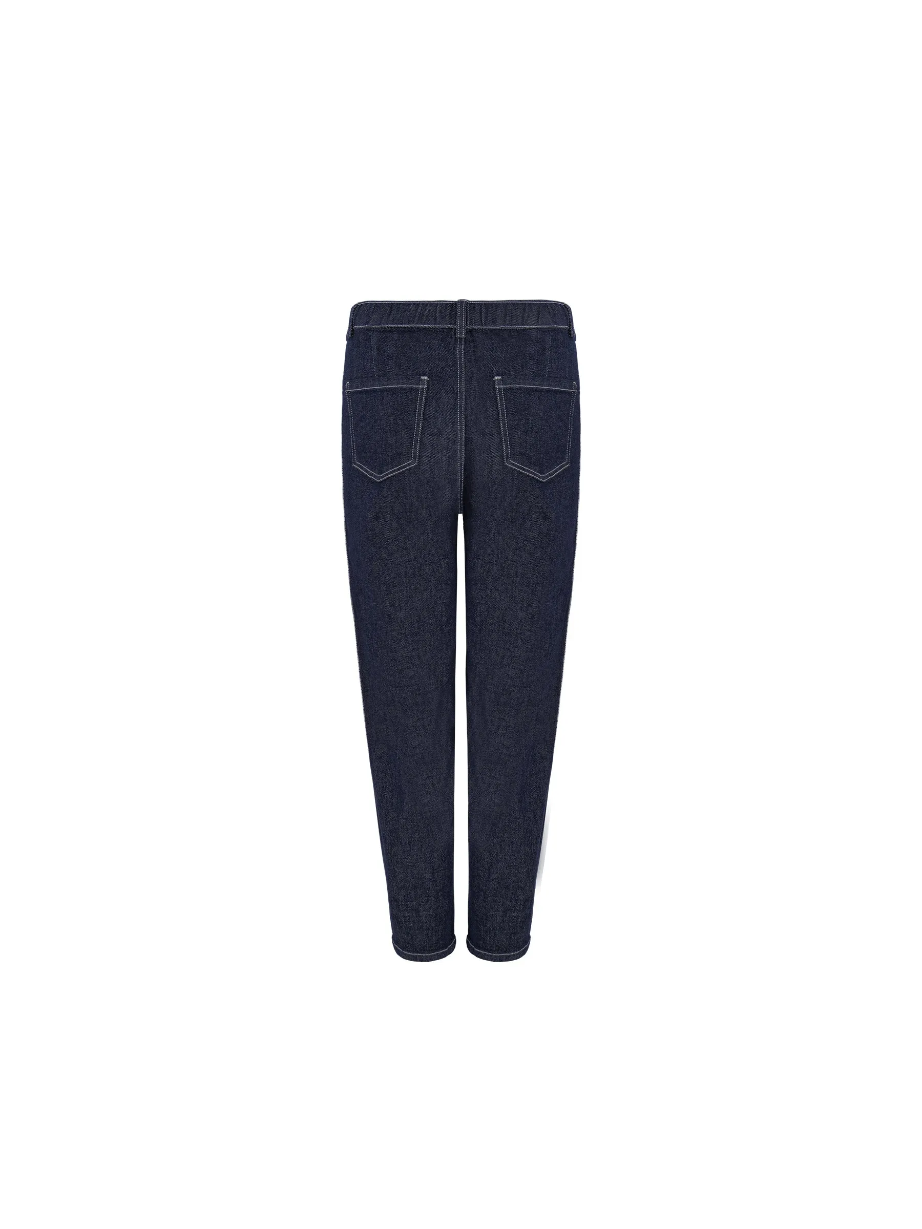 Contrast Topstitch Cropped Tapered Jeans