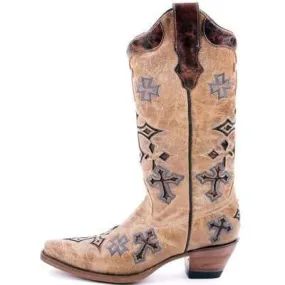 Corral Boots Antique Saddle Brown Cross Vamp Tube R1017: Shop Now.