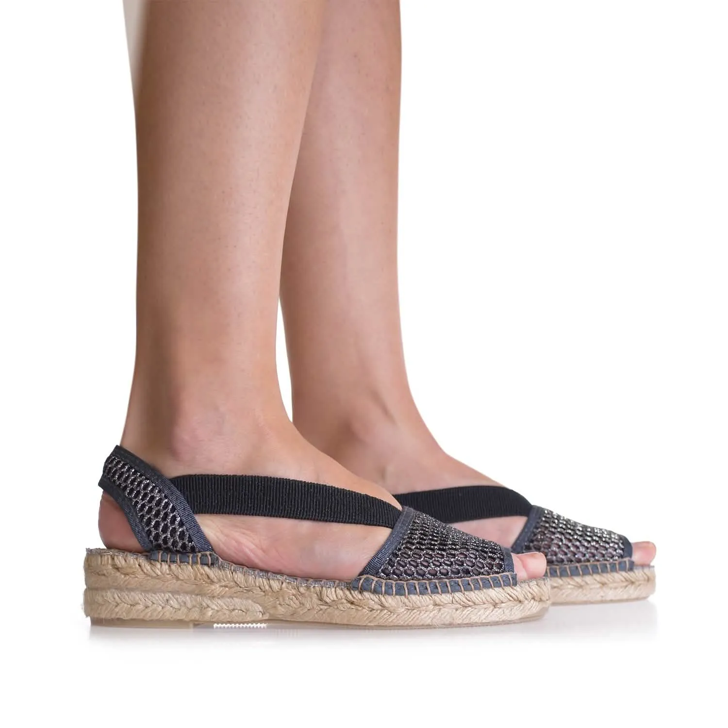 Cotton Blend Wedge Espadrille for Women - Glitter Estel-ZY