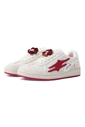 Cream Red Unisex Retro Low Top Trainers