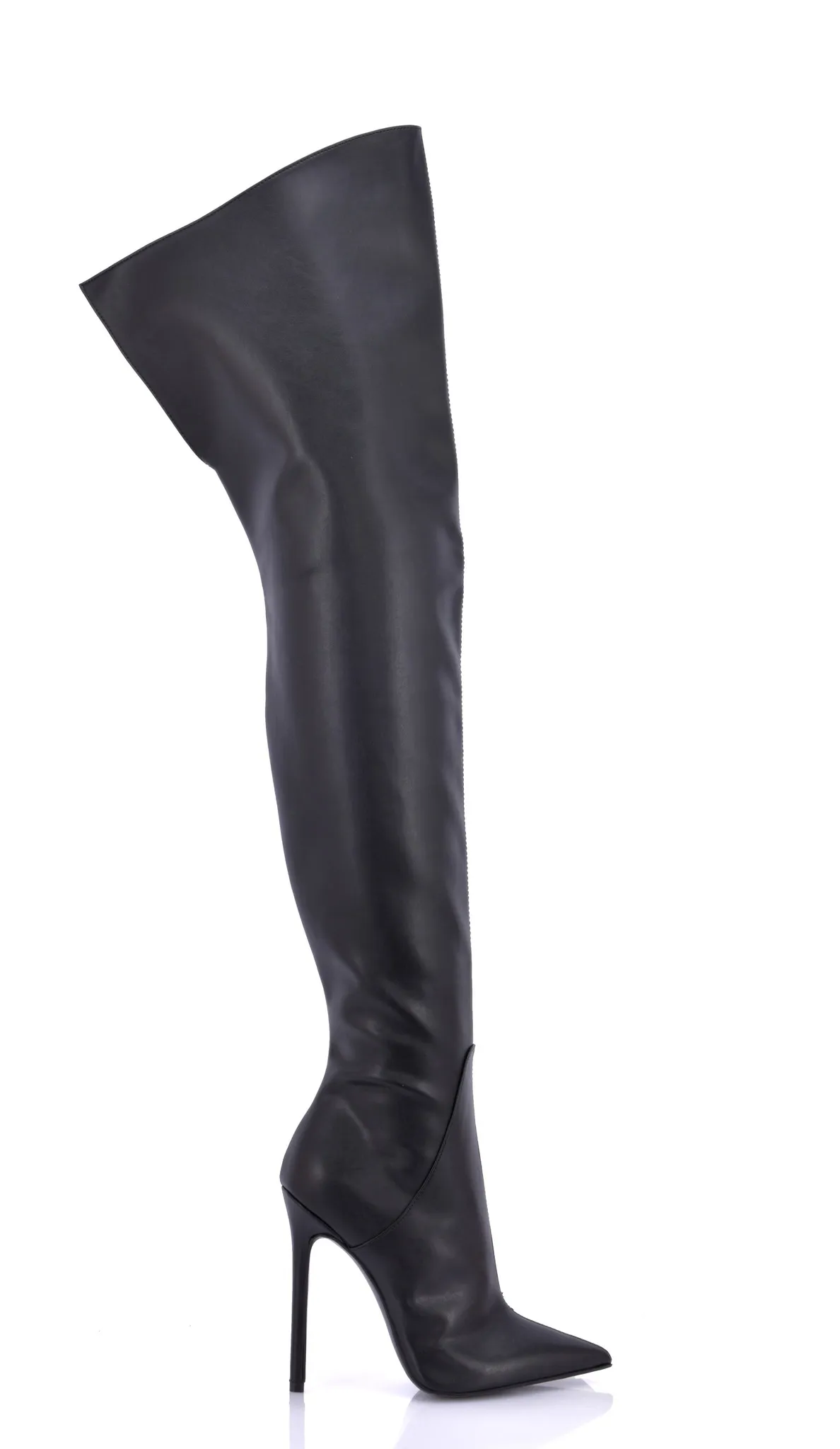 Crotch high boots with 12cm  heels in Italian VEGAN leather