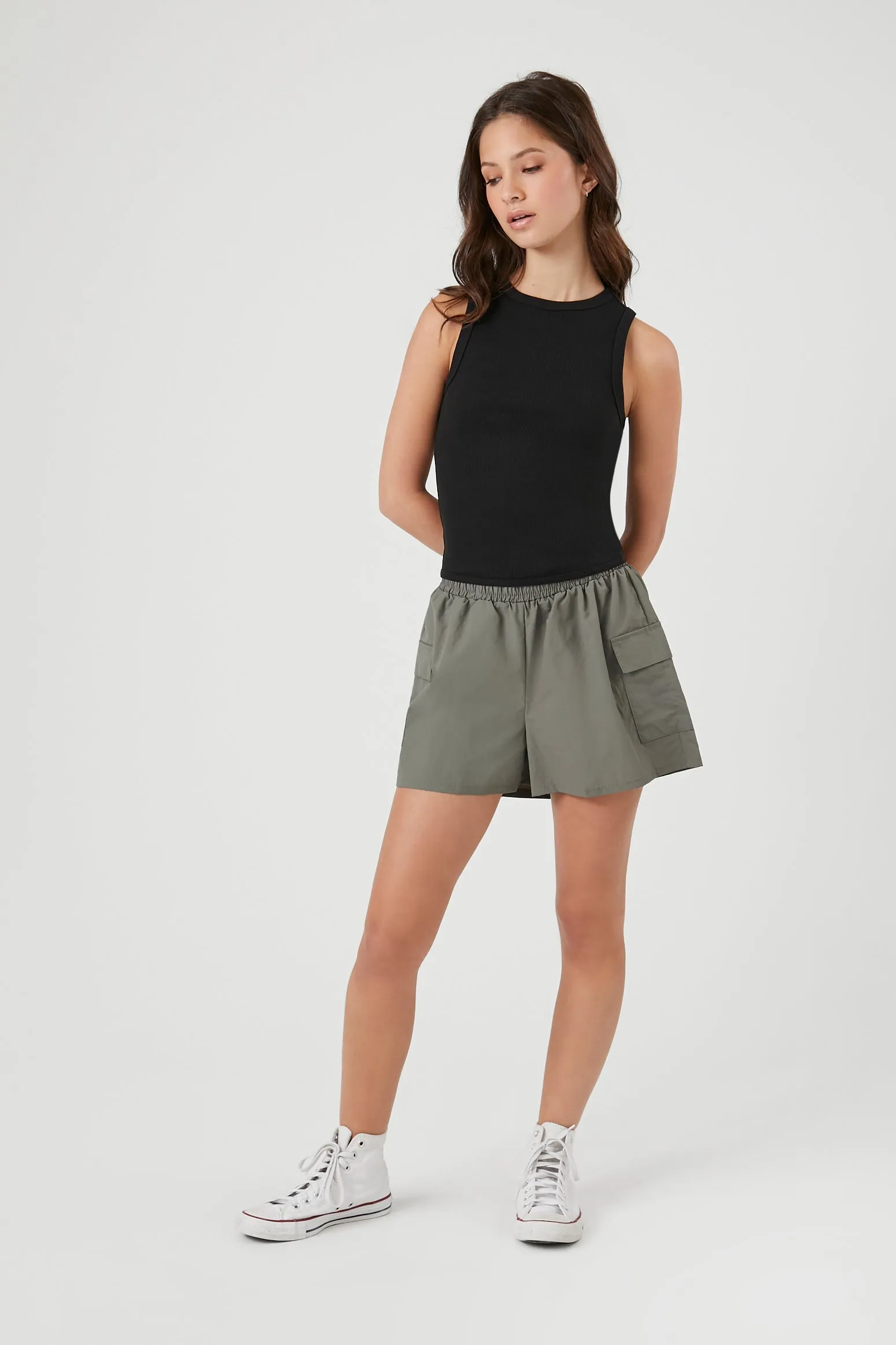 Ribbed Sleeveless Top with Cutout Detail