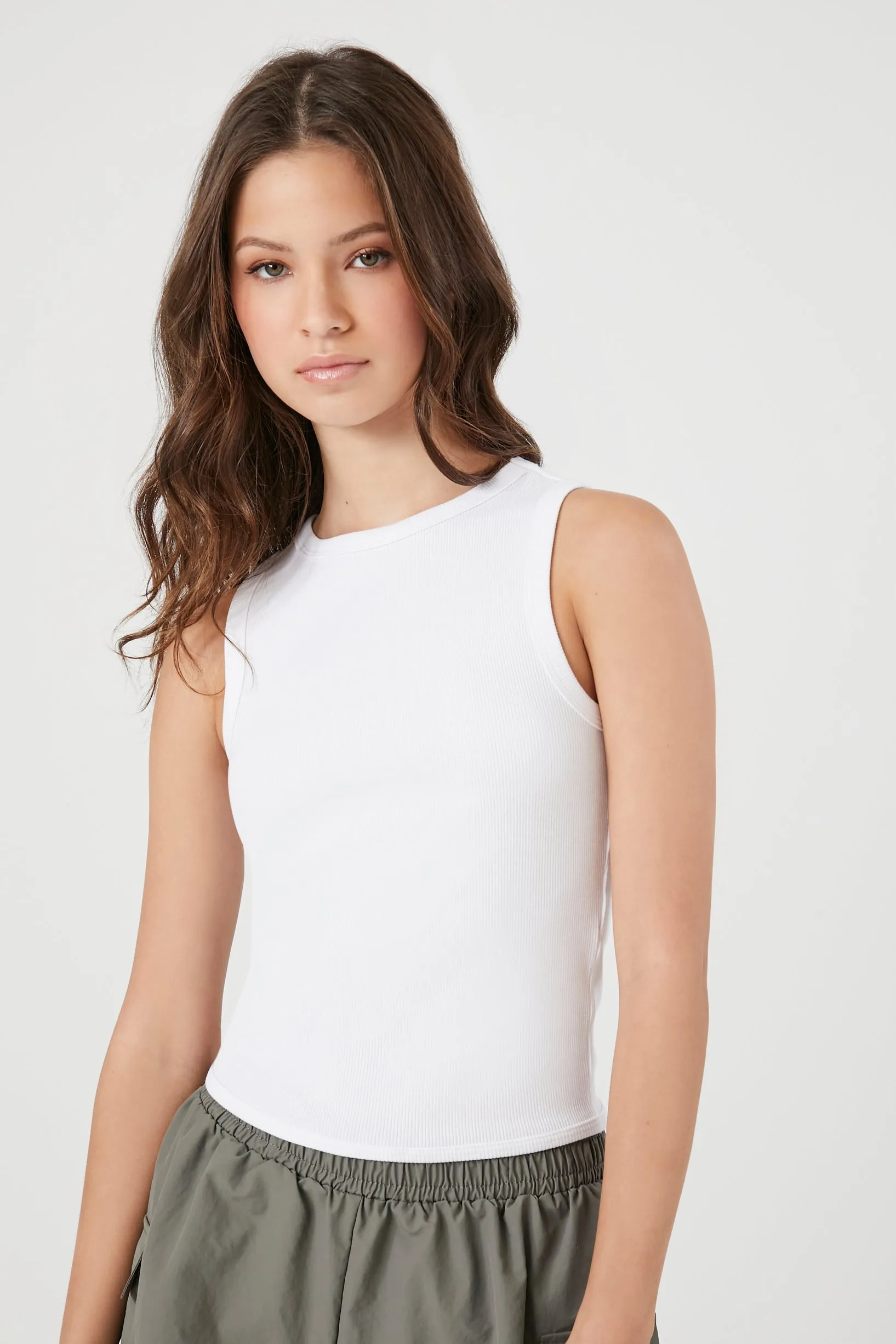 Ribbed Sleeveless Top with Cutout Detail