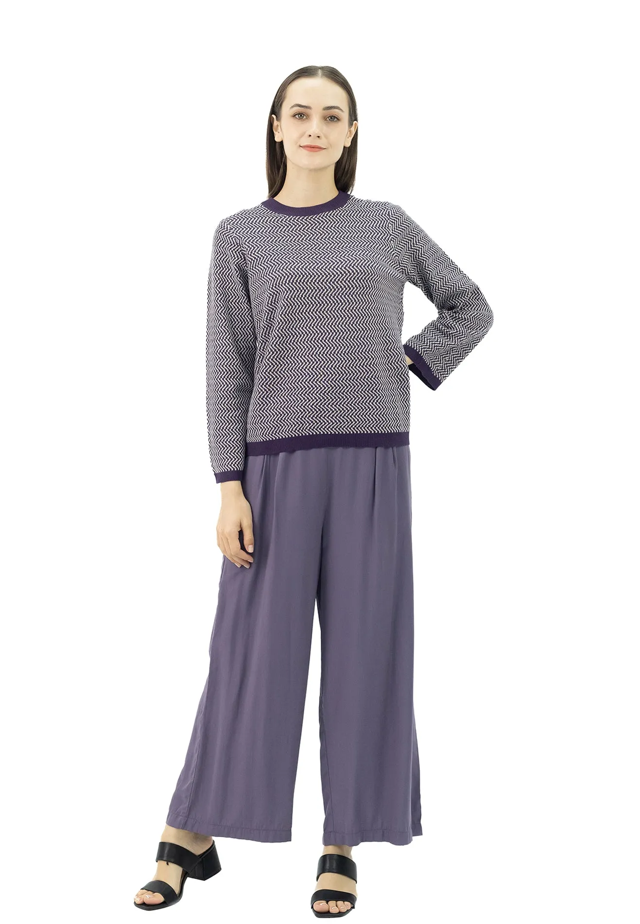 DAISY Women's Ribbed Knit Top with Lantern Sleeves