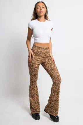 Daisy Street Leopard Heart Print Flared Trousers