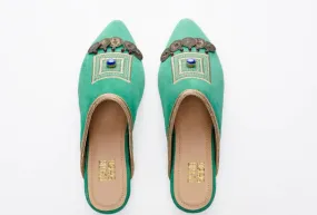 Green Suede Moroccan Slipper - Dana