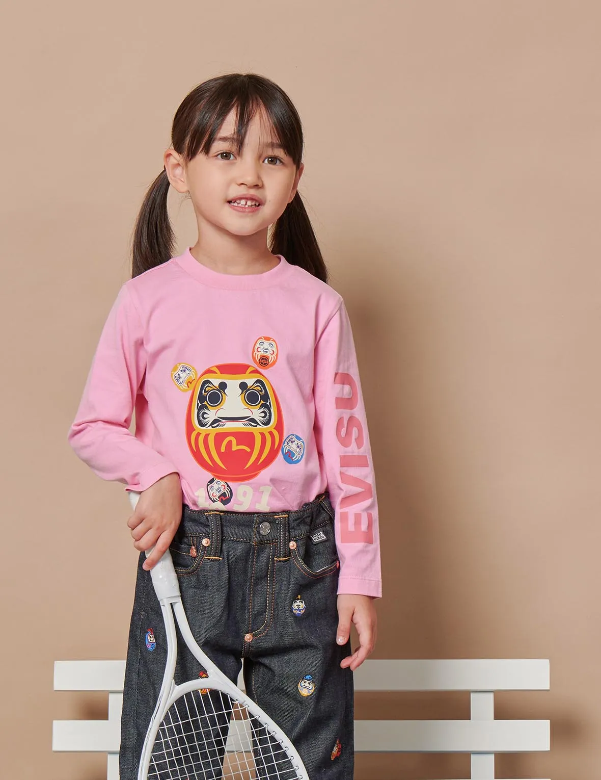 Daruma Print Long-sleeve T-shirt