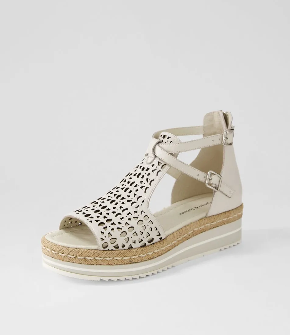 DJANGO & JULIETTE Accra Ivory Leather Espadrilles